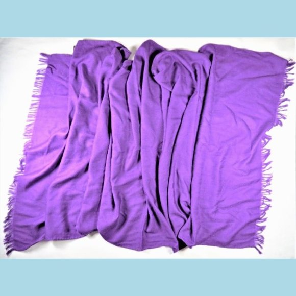 HERMES Shawl Libris Wrap Scarf Purple Cashmere Silk Oversized 80"/33" Authentic - Picture 4 of 12